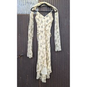 Vintage Gilar Silk Fairy Dress Size 4 Butter Yellow Prom Tiered Y2K Flowy Wrap